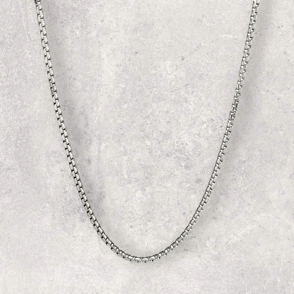 925 ITALY Sterling Silver Diamond Cut 2.75mm Box Chain Men's Necklace - Picture 1 of 6